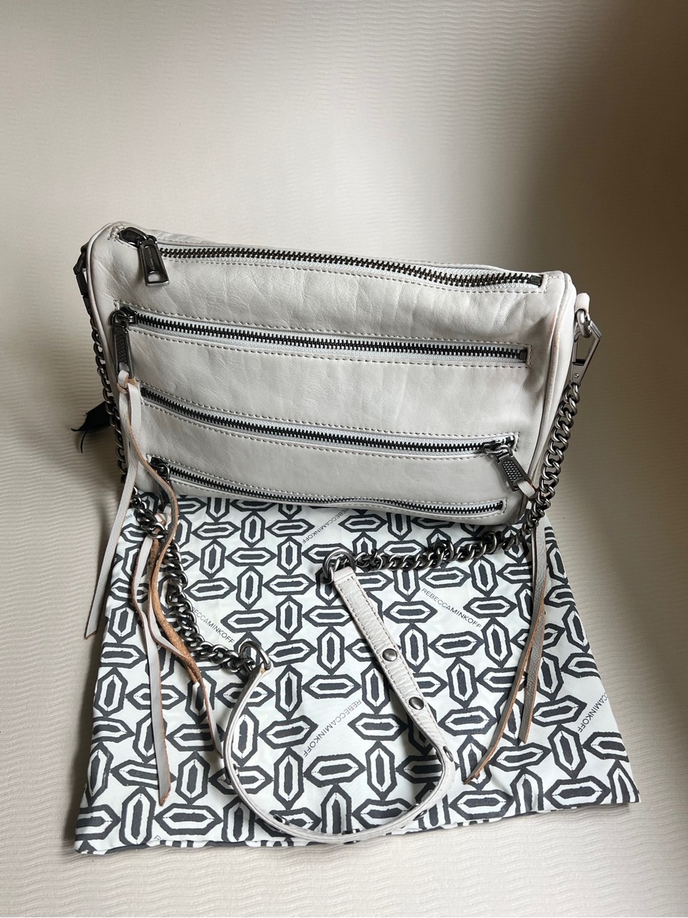 Rebecca Minkoff 5-Zip Crossbody – Off-White Moto